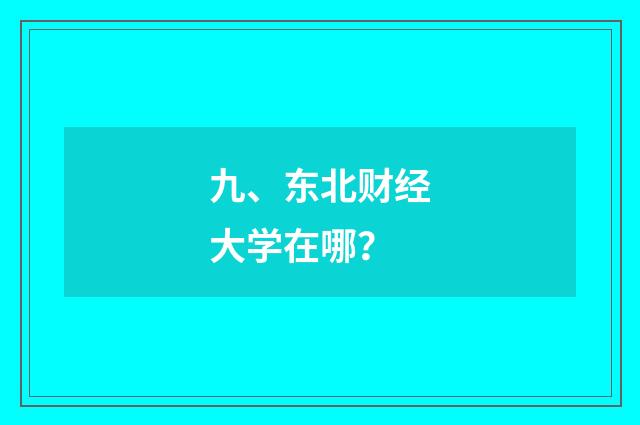 九、东北财经大学在哪?