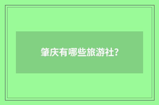 肇庆有哪些旅游社?