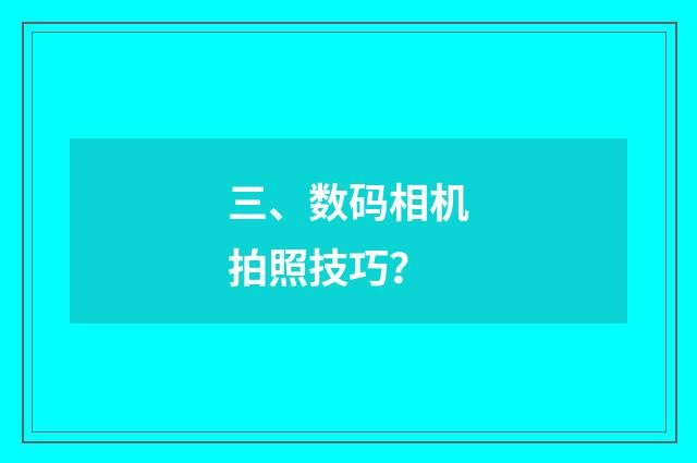 三、数码相机拍照技巧?