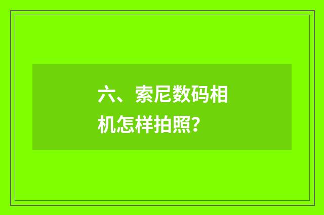 六、索尼数码相机怎样拍照？