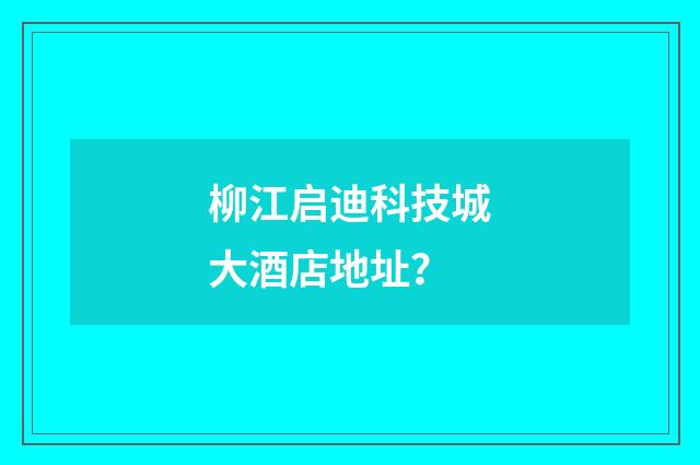 柳江启迪科技城大酒店地址？