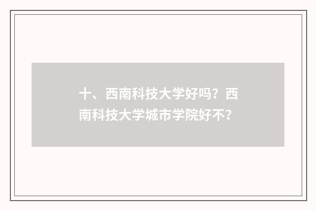 十、西南科技大学好吗?西南科技大学城市学院好不?