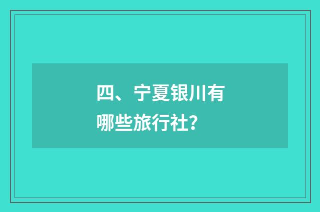 四、宁夏银川有哪些旅行社?