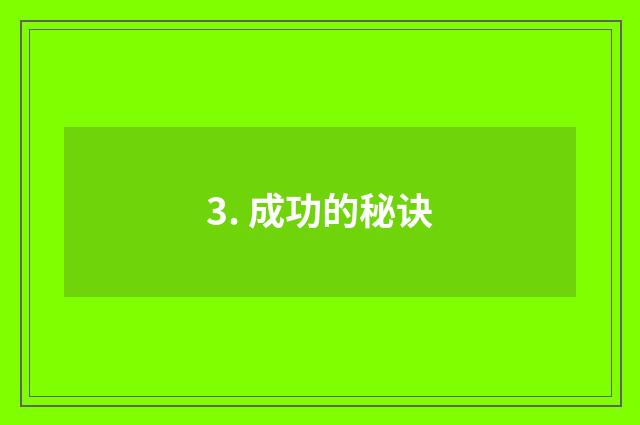 3. 成功的秘诀