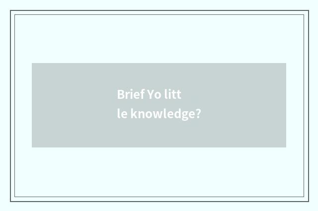 Brief Yo little knowledge?