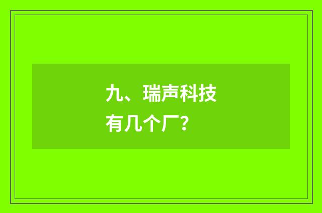九、瑞声科技有几个厂?