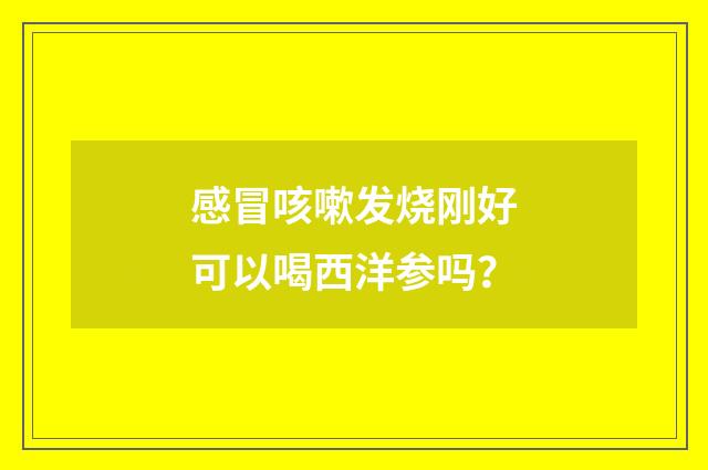 感冒咳嗽发烧刚好可以喝西洋参吗？