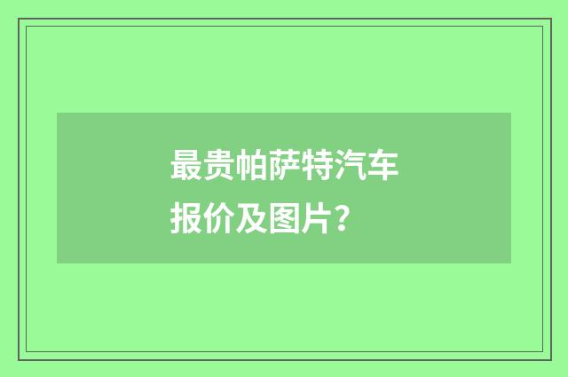 最贵帕萨特汽车报价及图片？
