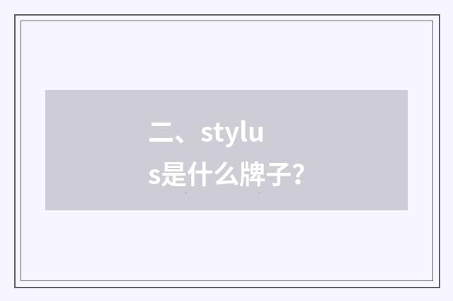 二、stylus是什么牌子？
