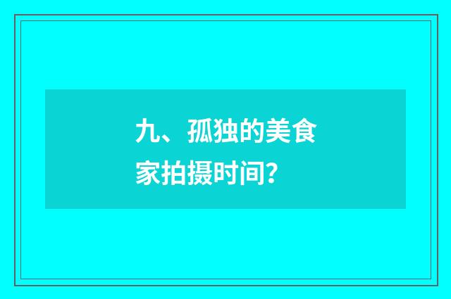 九、孤独的美食家拍摄时间？