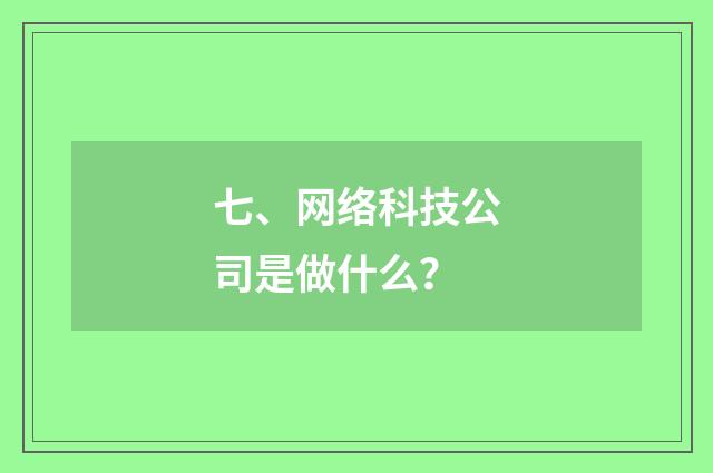 七、网络科技公司是做什么?