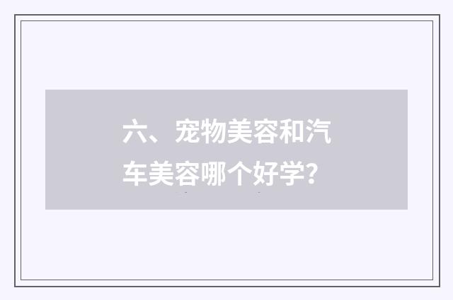 六、宠物美容和汽车美容哪个好学？