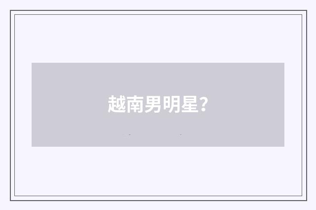 越南男明星?