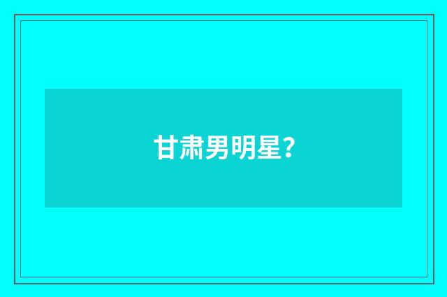 甘肃男明星?