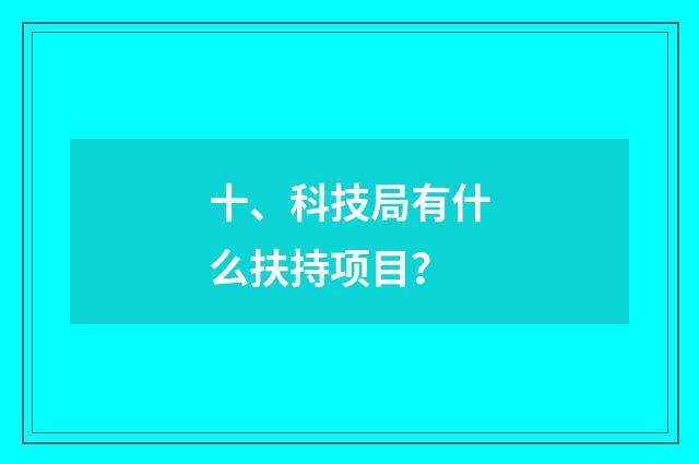 十、科技局有什么扶持项目?