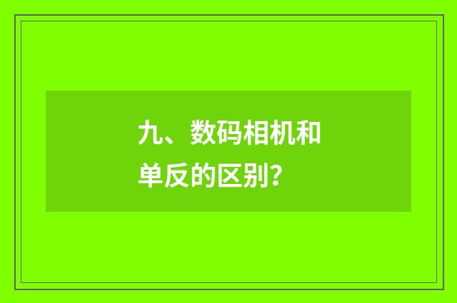九、数码相机和单反的区别?