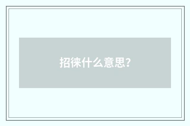 招徕什么意思？