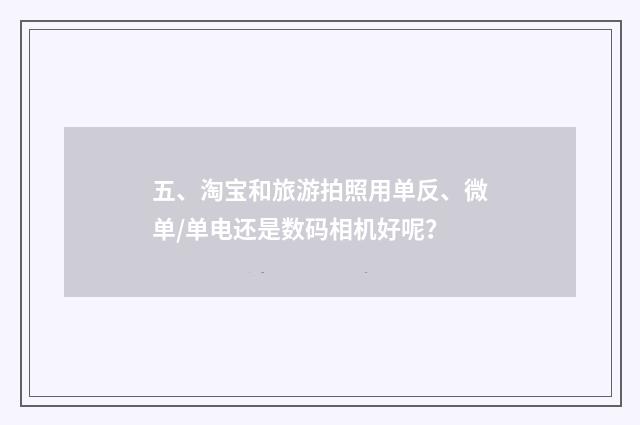五、淘宝和旅游拍照用单反、微单/单电还是数码相机好呢?
