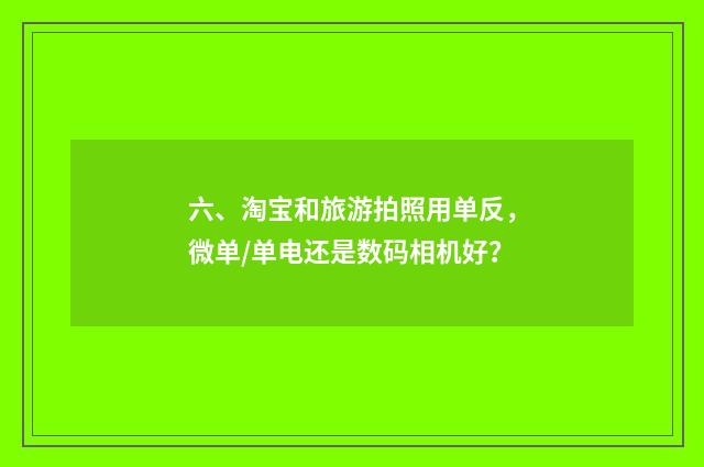 六、淘宝和旅游拍照用单反,微单/单电还是数码相机好?