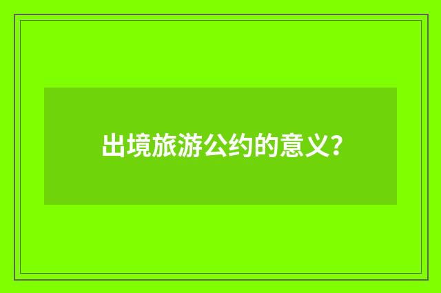 出境旅游公约的意义?