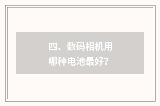 四、数码相机用哪种电池最好?