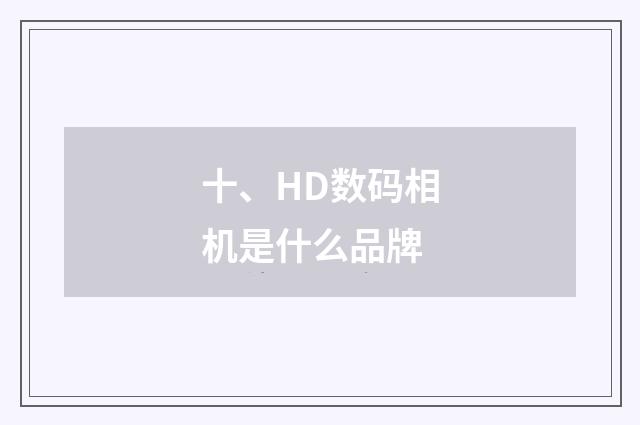 十、HD数码相机是什么品牌