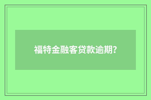 福特金融客贷款逾期?