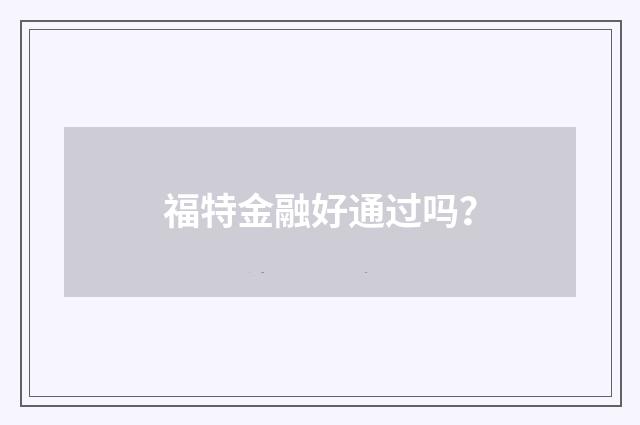 福特金融好通过吗？