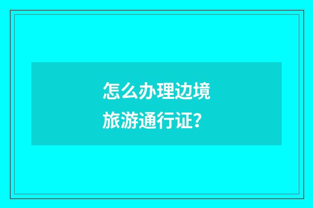 怎么办理边境旅游通行证？