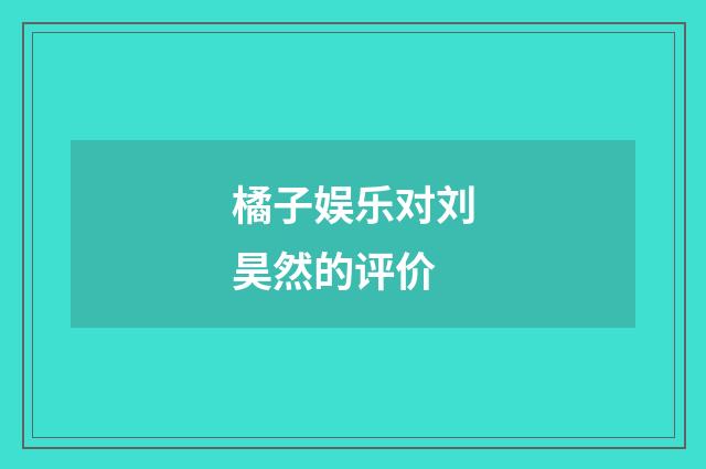 橘子娱乐对刘昊然的评价