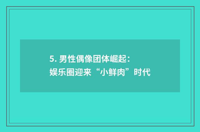 5. 男性偶像团体崛起:娱乐圈迎来“小鲜肉”时代