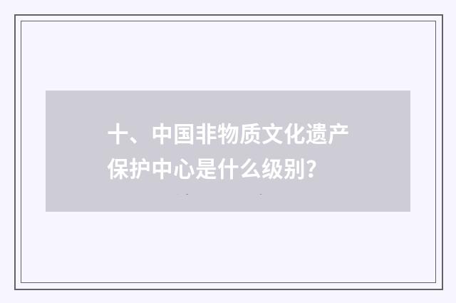 十、中国非物质文化遗产保护中心是什么级别?