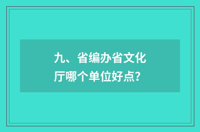 九、省编办省文化厅哪个单位好点？