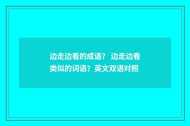 边走边看的成语? 边走边看类似的词语?英文双语对照