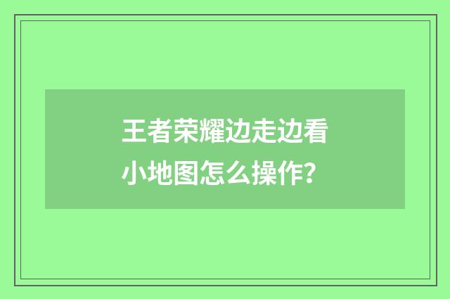 王者荣耀边走边看小地图怎么操作?