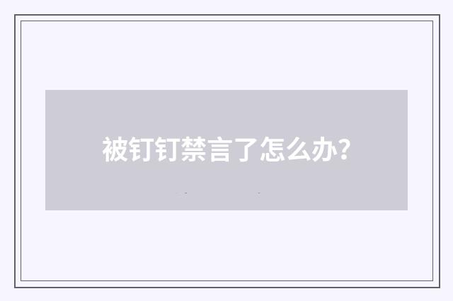 被钉钉禁言了怎么办？