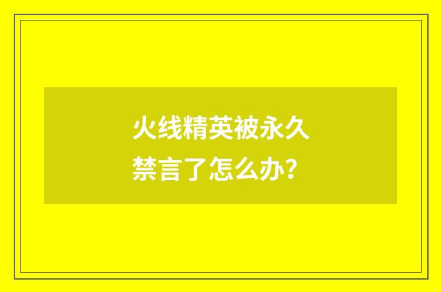 火线精英被永久禁言了怎么办？