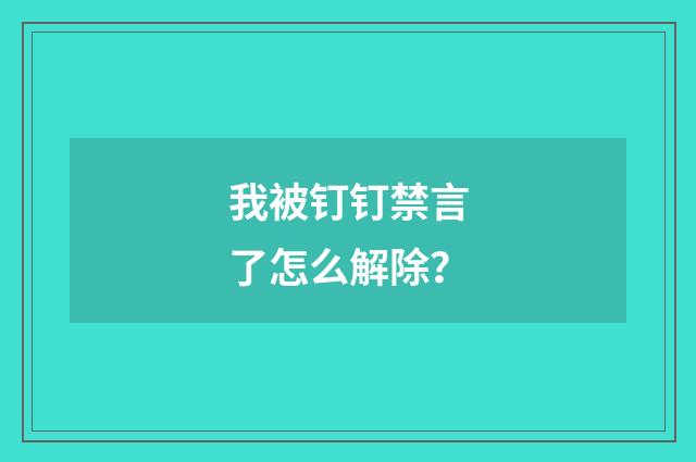 我被钉钉禁言了怎么解除?