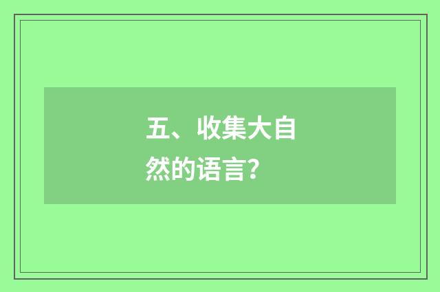 五、收集大自然的语言？