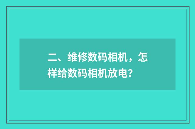二、维修数码相机，怎样给数码相机放电？