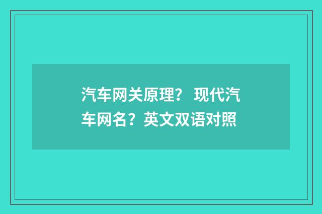 汽车网关原理? 现代汽车网名?英文双语对照