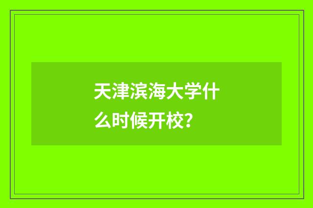 天津滨海大学什么时候开校?