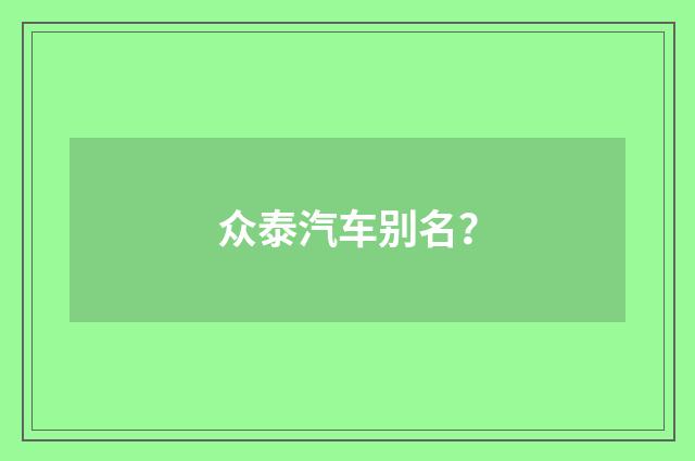 众泰汽车别名？