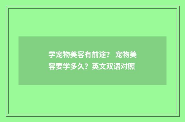 学宠物美容有前途？ 宠物美容要学多久？英文双语对照