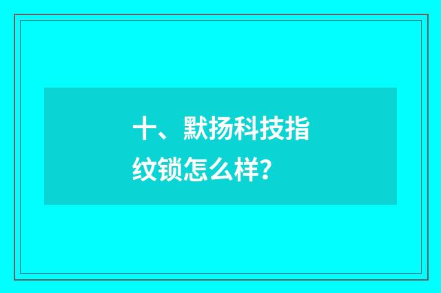 十、默扬科技指纹锁怎么样？