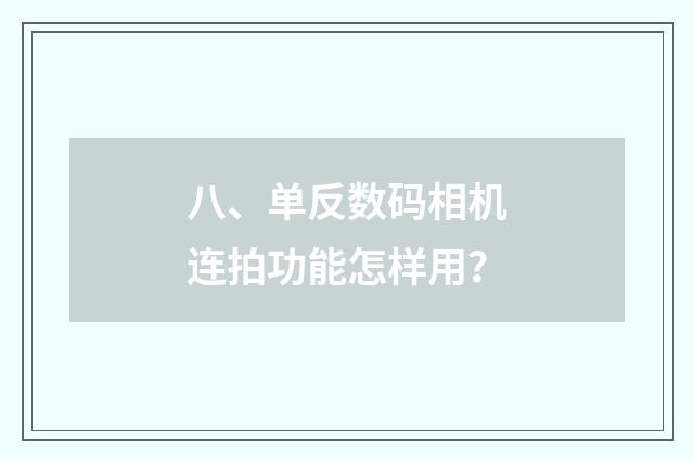 八、单反数码相机连拍功能怎样用?
