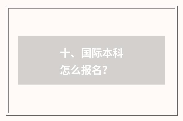 十、国际本科怎么报名?