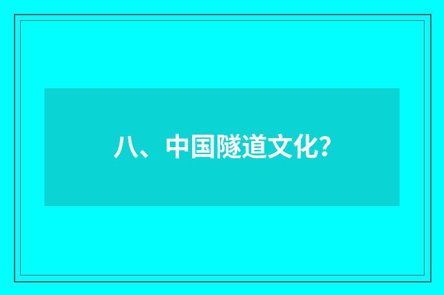 八、中国隧道文化？