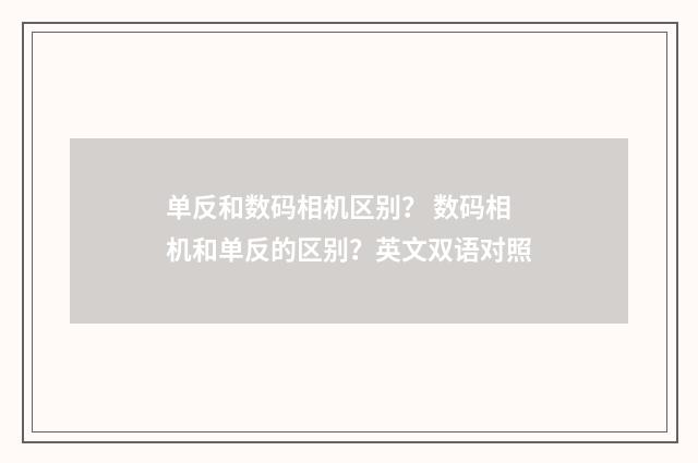 单反和数码相机区别? 数码相机和单反的区别?英文双语对照