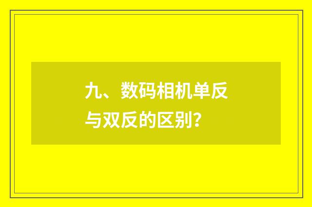 九、数码相机单反与双反的区别?